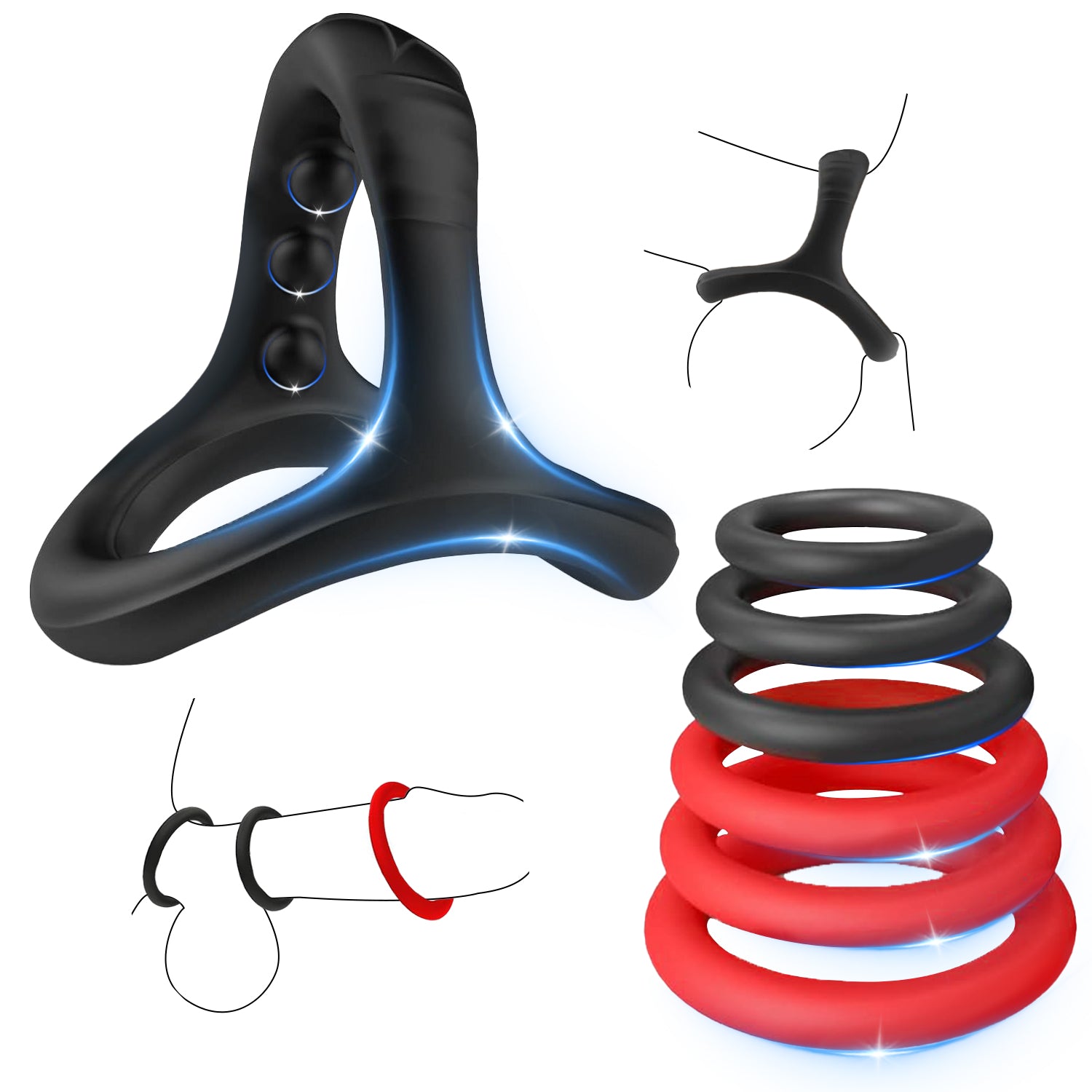 7 Pcs Penis Ring Set Silicone