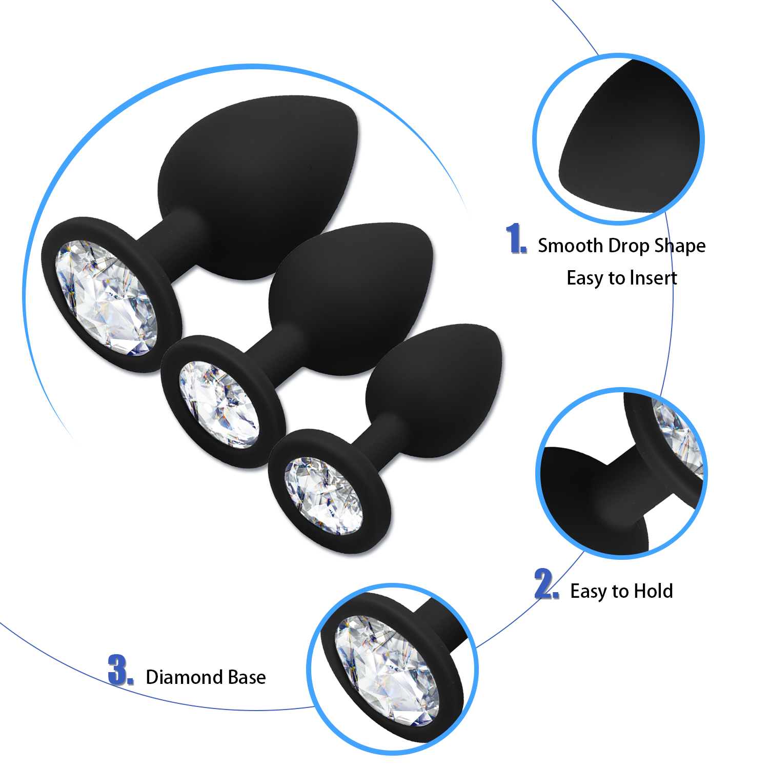 4PCS Silicone Jeweled Anal Trainer Set