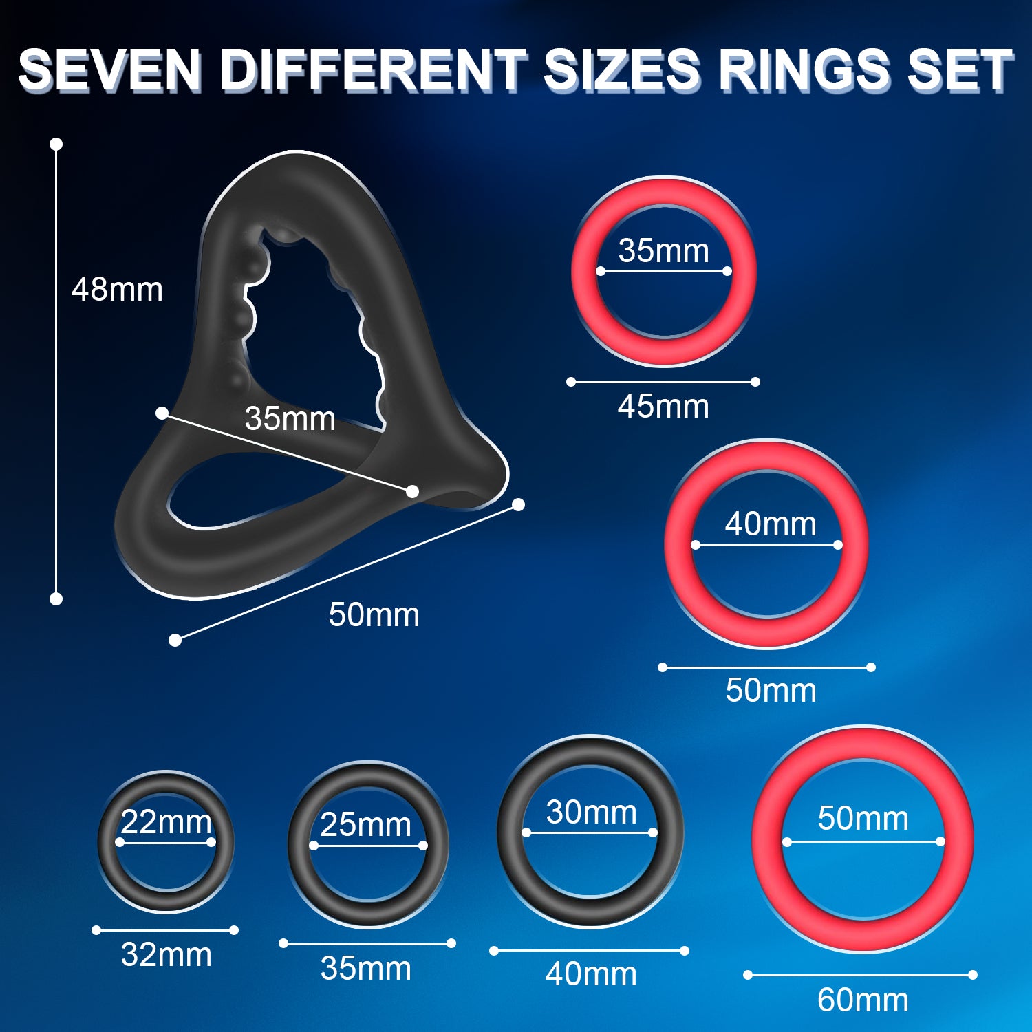 7 Pcs Penis Ring Set Silicone