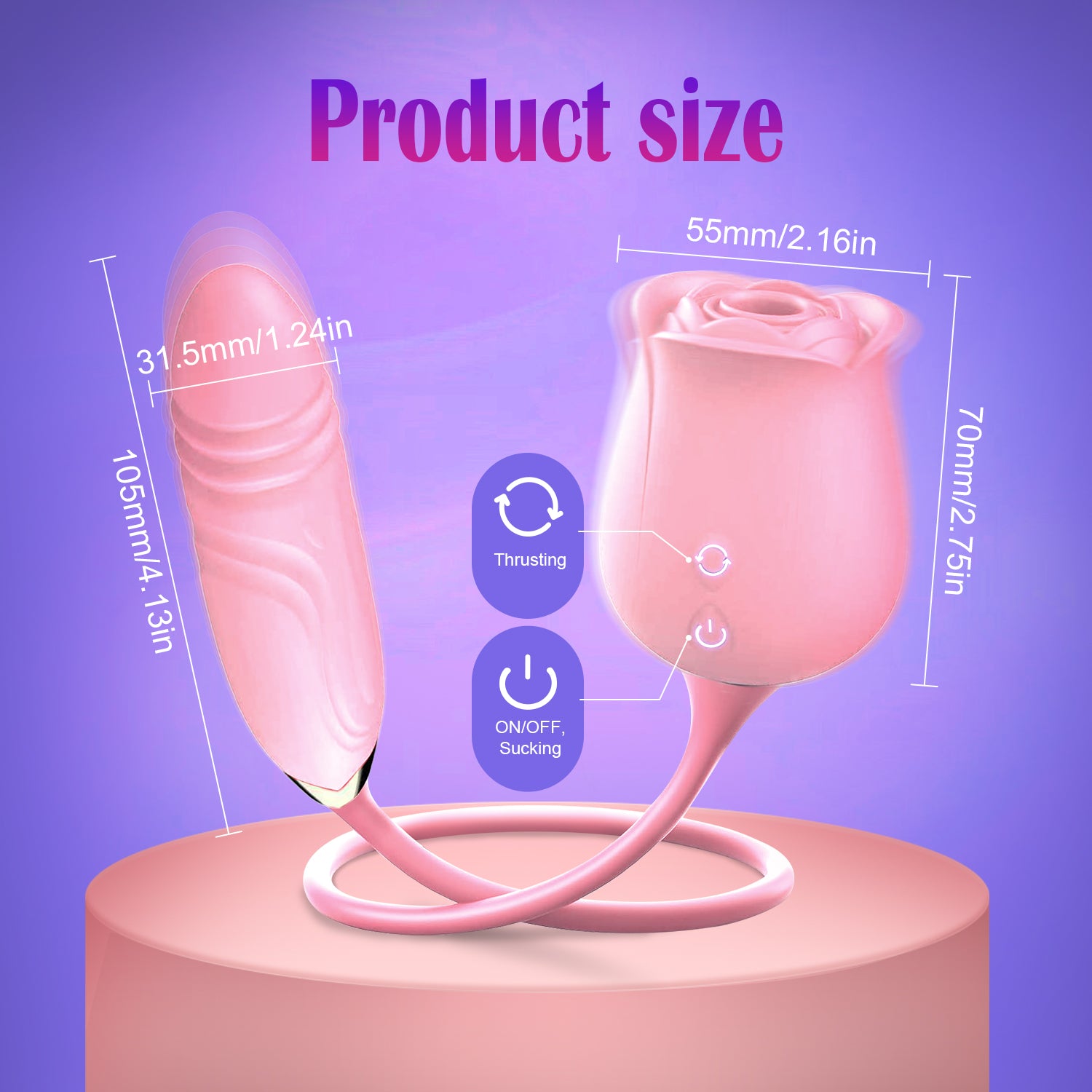 Dual-Head Rose Massager Vibrator Dildo