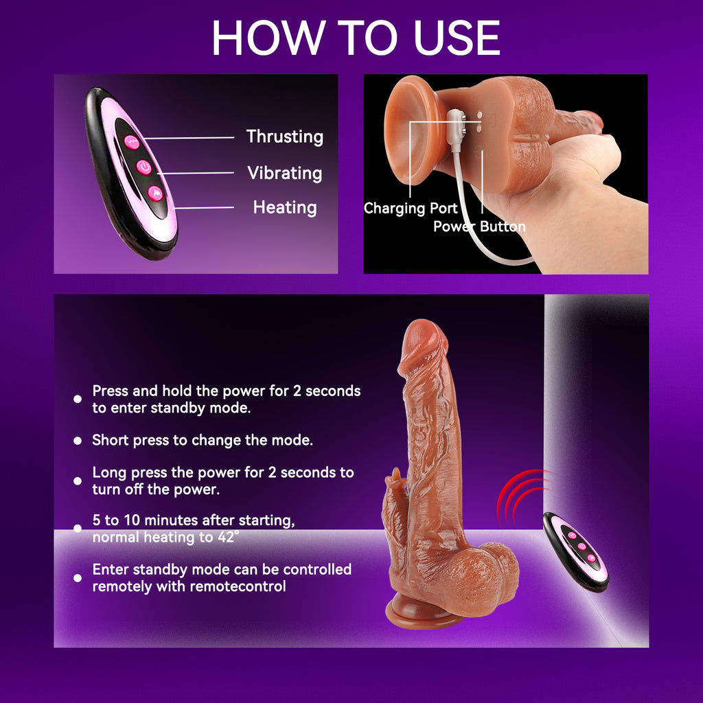 Thrusting Dildo Vibrator-Realistic Tongue