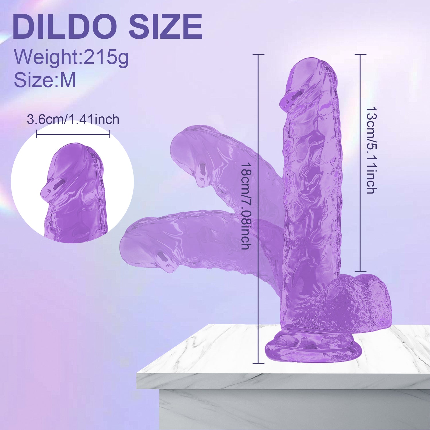 Dildo toy for women size from15cm/5.90in to 28cm/11in—Purple