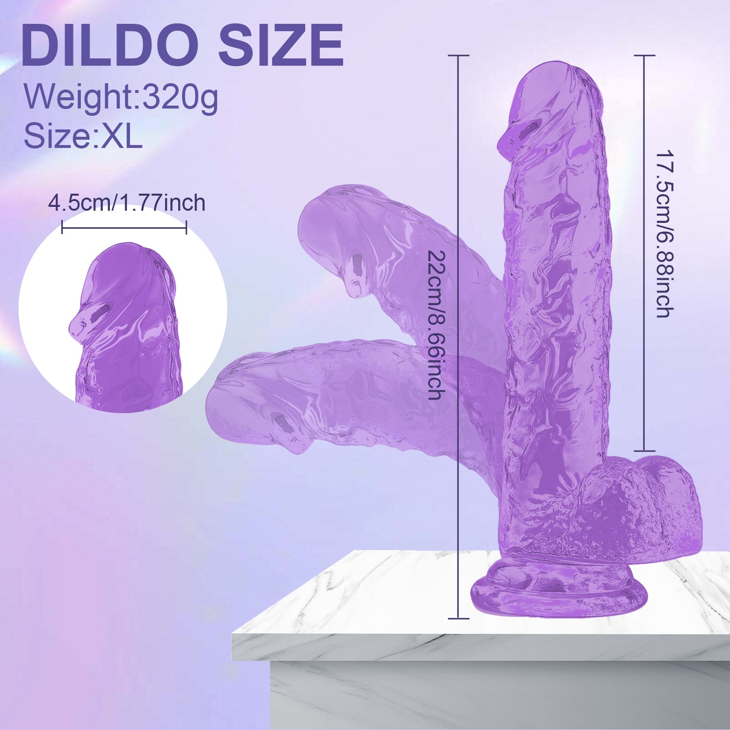 Dildo toy for women size from15cm/5.90in to 28cm/11in—Purple